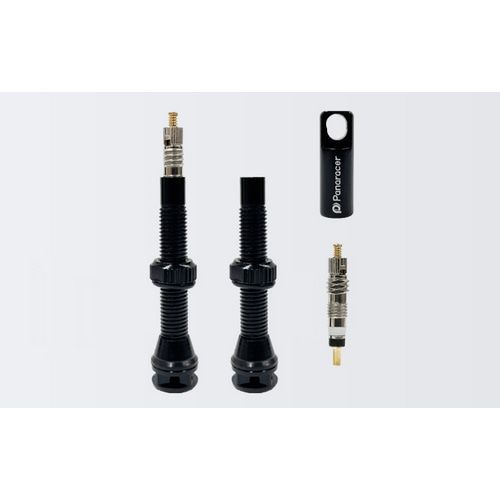 新品未使用「送料込」Panaracer//チューブレスバルブ 80mm 黒 2本 +キャップ//パナレーサー//か1050770001