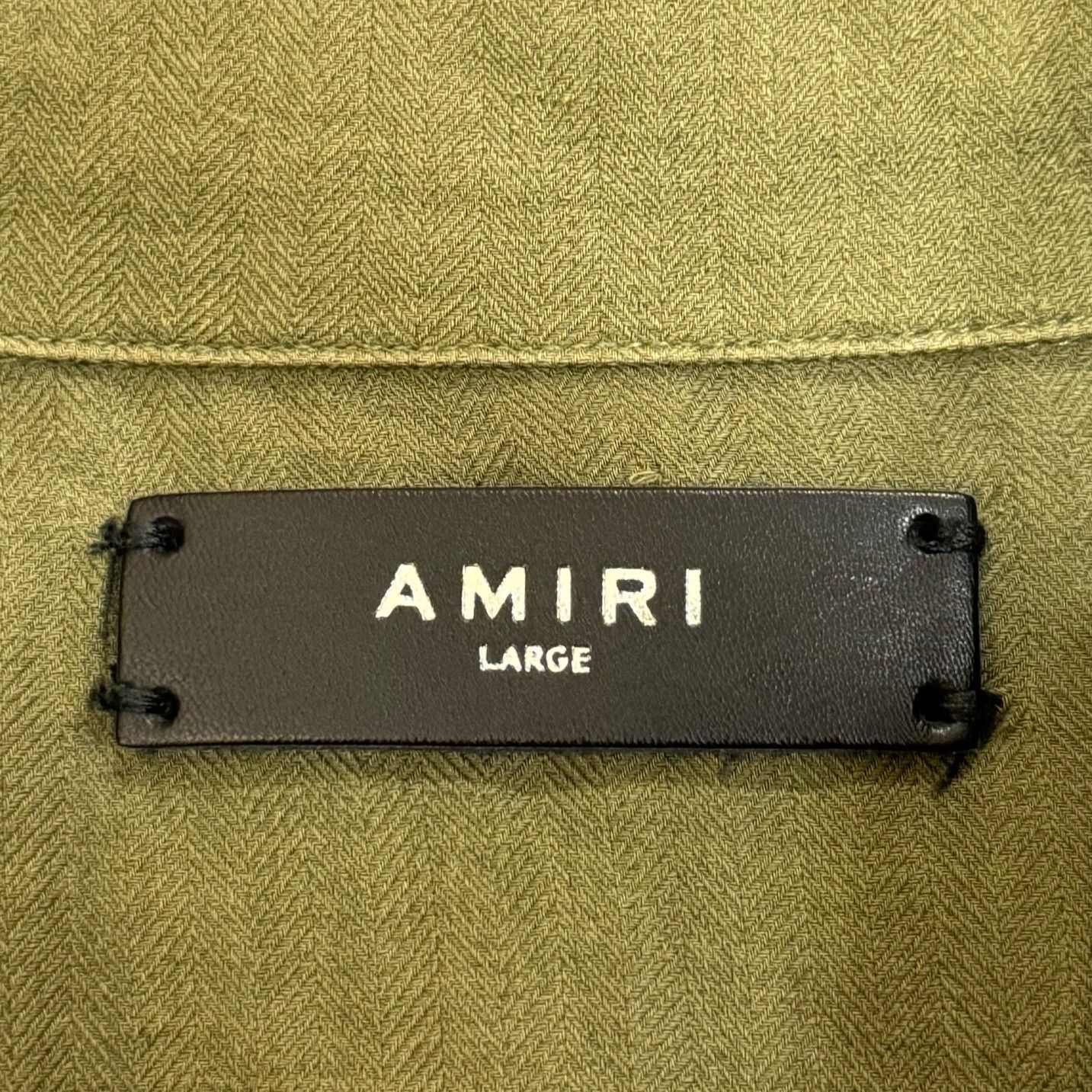 AMIRI GREEN CROCHET & PATCH MILITARY SHIRT グリーンクロシェット パッチミリタリーシャツ カシミヤ混 アミリ  L 59356A4 - メルカリ