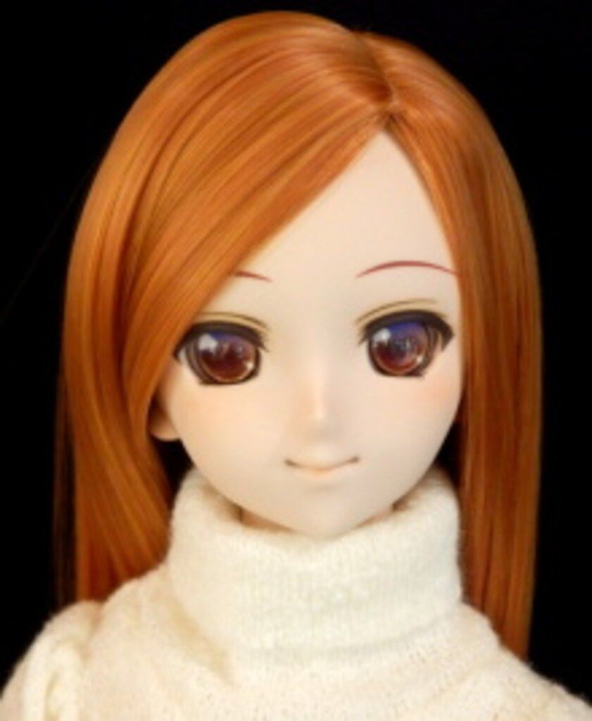 耐熱ドールウィッグ【ひめかずら】前髪なしストレート　キャロットブラウン　L
