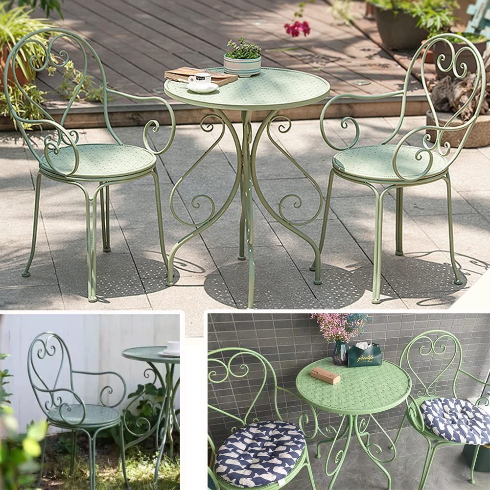 ガーデン テーブルセット 3点セット アルミ 屋外テーブル 椅子セット 防水 強力耐荷重 耐熱 四季通用 組立簡単 (3点セット グリーン)