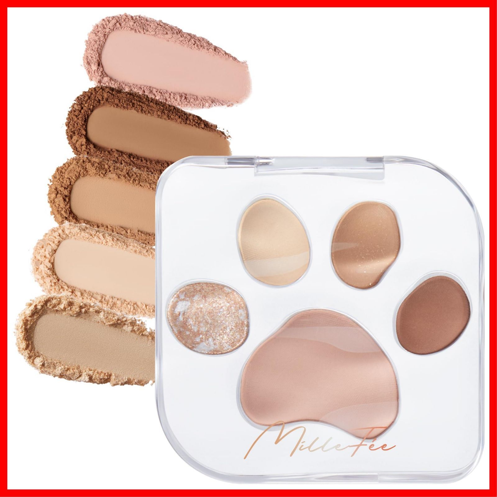 数量 MilleFee ラメ コスメ 肉球パレット アイシャドウ アイメイク 5色 猫 わがまま アイシャドウパレット 02 ミャオパウズ ミルフィー