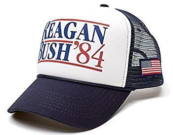 Reagan Bush 84帽子Back to Back World War Champs USAフラグユニセックス大人用ネイビー|ホワイト