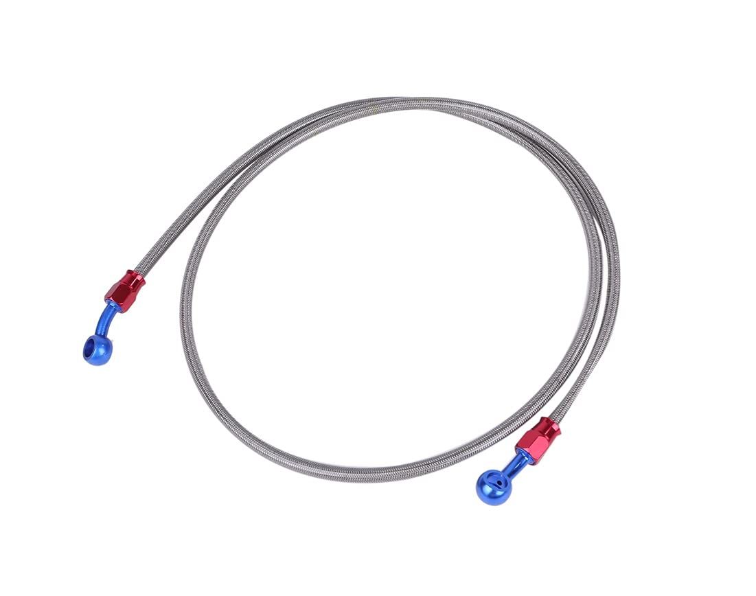 ブレーキ ホース ねじれ 防止 自在 バンジョー メッシュ ホース 60cm/70cm/80cm/90cm/100cm/110cm/120cm/130cm/140cm/150cm 各種 汎用品 ヘルメット カバー ハーネス ホイール ボア アップ [80cm]