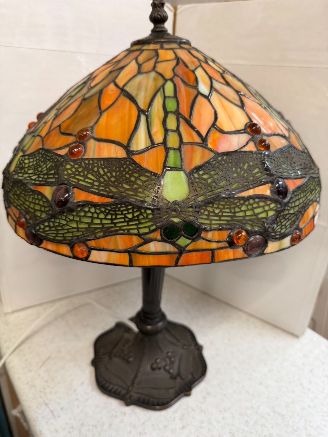 スタントライト ランプ アンティーク ヴィンテージライトトンボ ステンドグラス ガラス