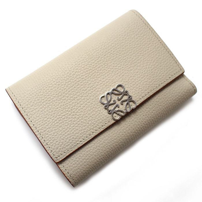 LOEWE ロエベ アナグラム バーティカルウォレット スモール 三つ折り財布 ライトゴースト C821S33X01 レディース 中古 LOEWE ロエベ アナグラム バーティカルウォレット スモール 三つ折り財布 ライトゴースト C821S33X01 レディース