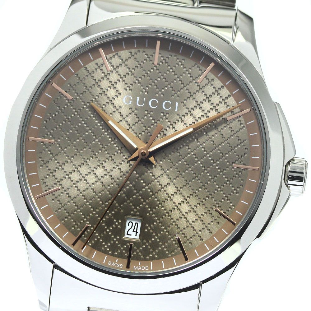 グッチ GUCCI 126.4/YA1264053 Gタイムレス デイト クォーツ メンズ美 