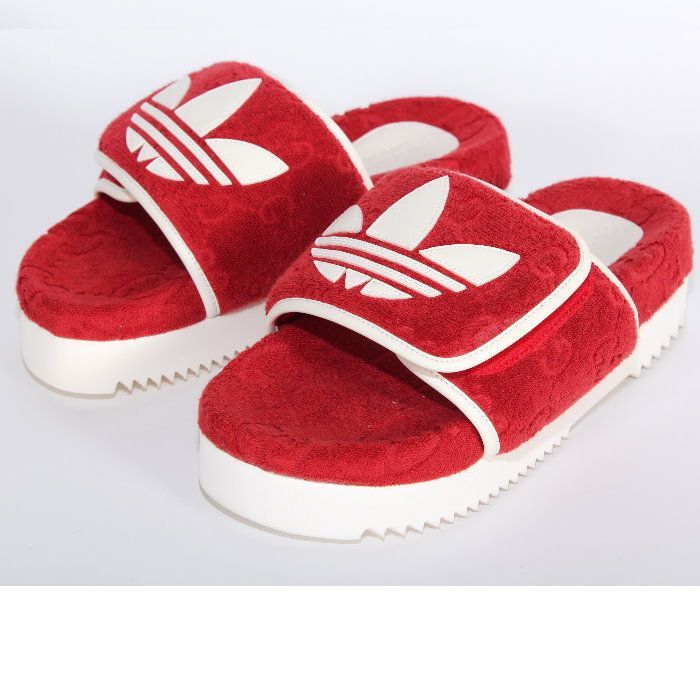 新品‼️ adidas x Gucci コラボ GG プラットフォームサンダル赤 新品‼️ adidas x Gucci コラボ GG プラットフォームサンダル赤