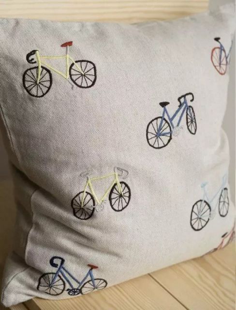 FINE LITTLE DAY BICYCLES EMBROIDERED CUSHION COVER no.1658 48x48cm クッションカバー 刺繍 ファインリトルデイ