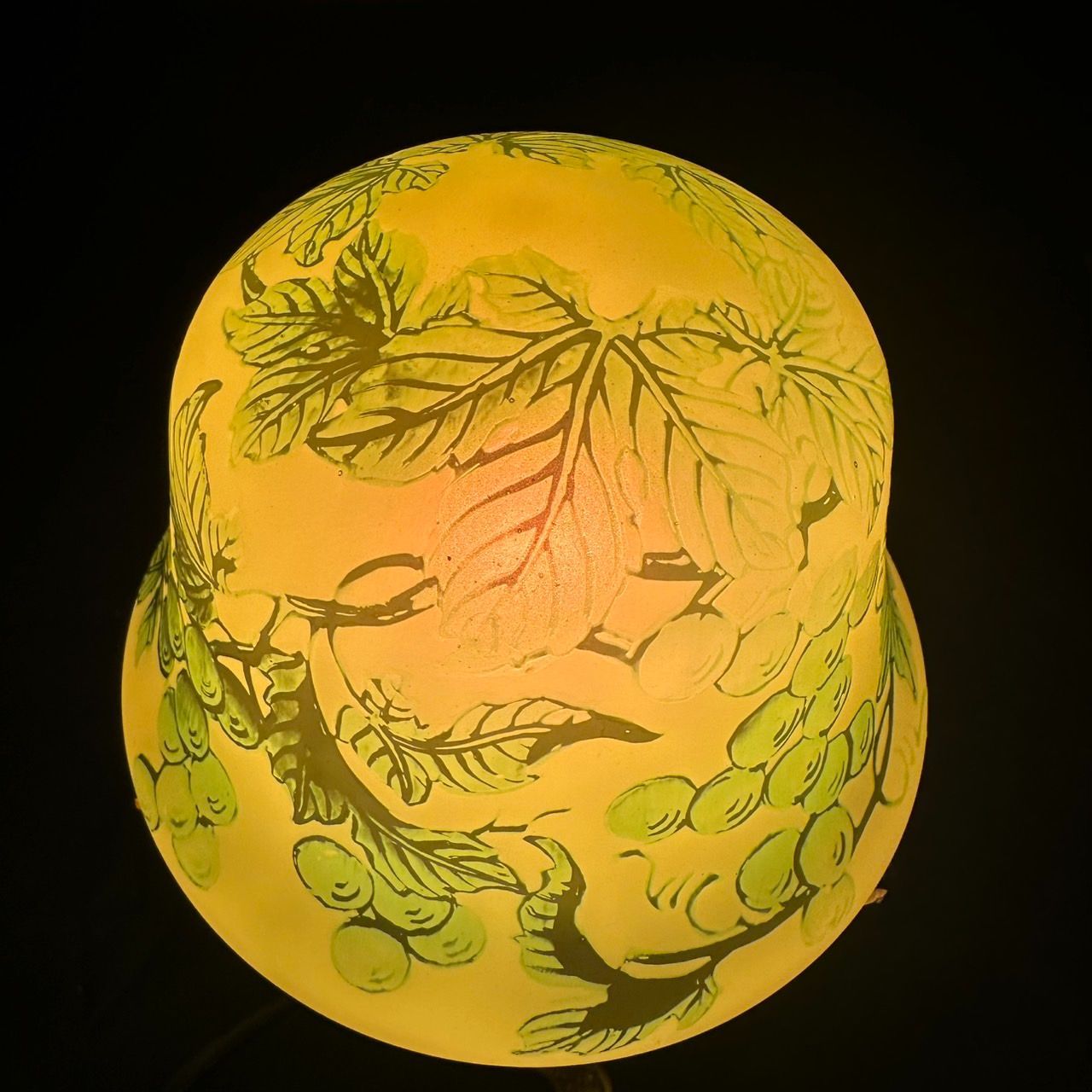 エミールガレ 真鍮台座 ランプ 1灯照明 カメオ彫り 被せガラス 高さ