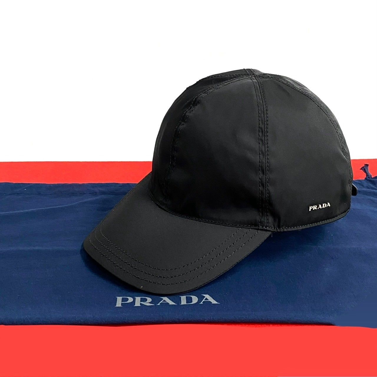 極 美品 希少品 PRADA プラダ ロゴ 金具 ナイロン レザー 本革