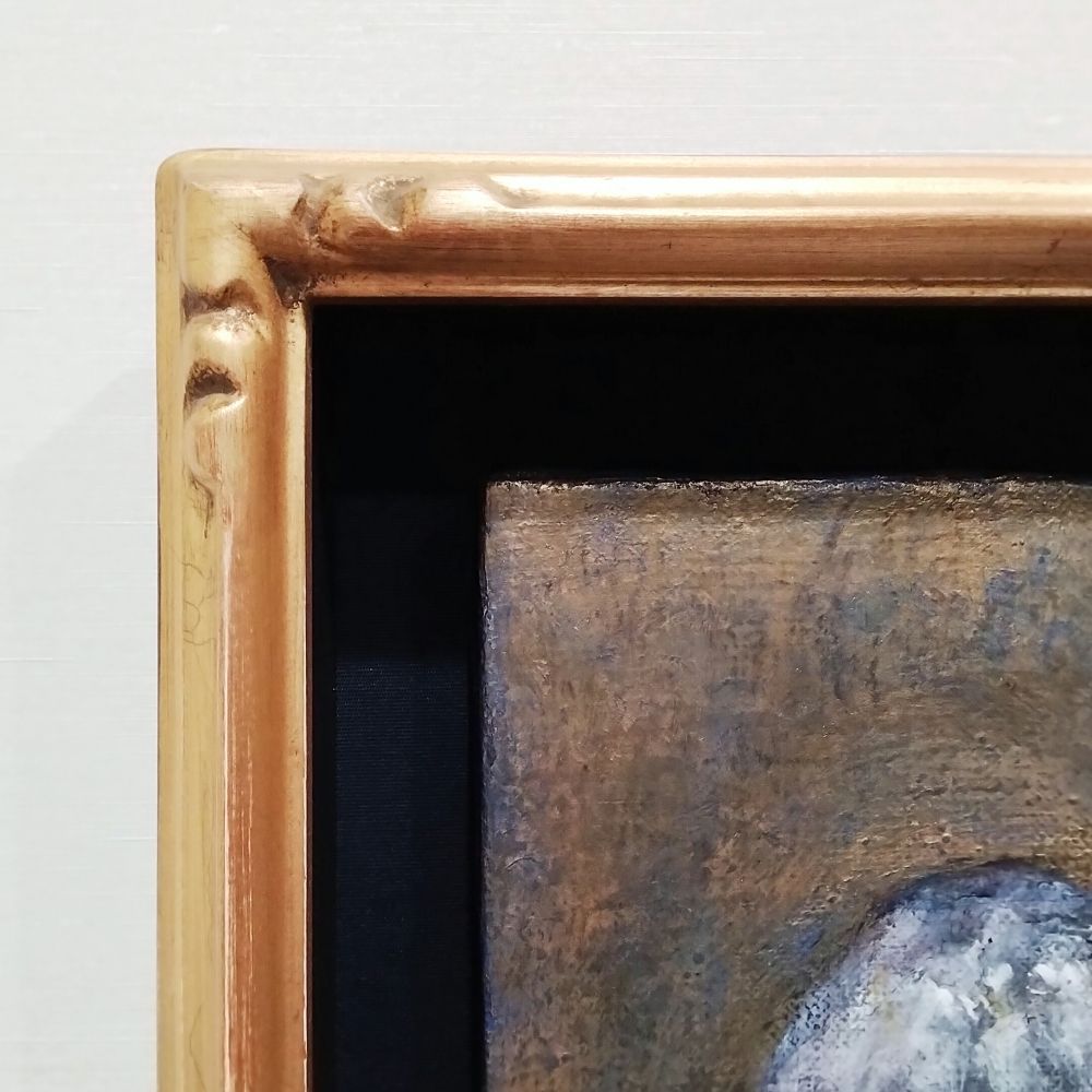 内野隆文　北の教会　絵画　サムホール　現代アート　人物画　肖像　額縁　真作 内野隆文 北の教会 絵画 サムホール 現代アート 人物画 肖像 額縁 真作