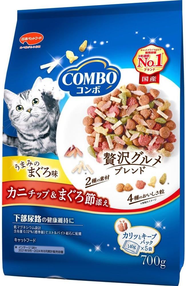 同梱不可 12個セット 日本ペットフード コンボ キャット まぐろ味 カニチップ まぐろ節添え 700g