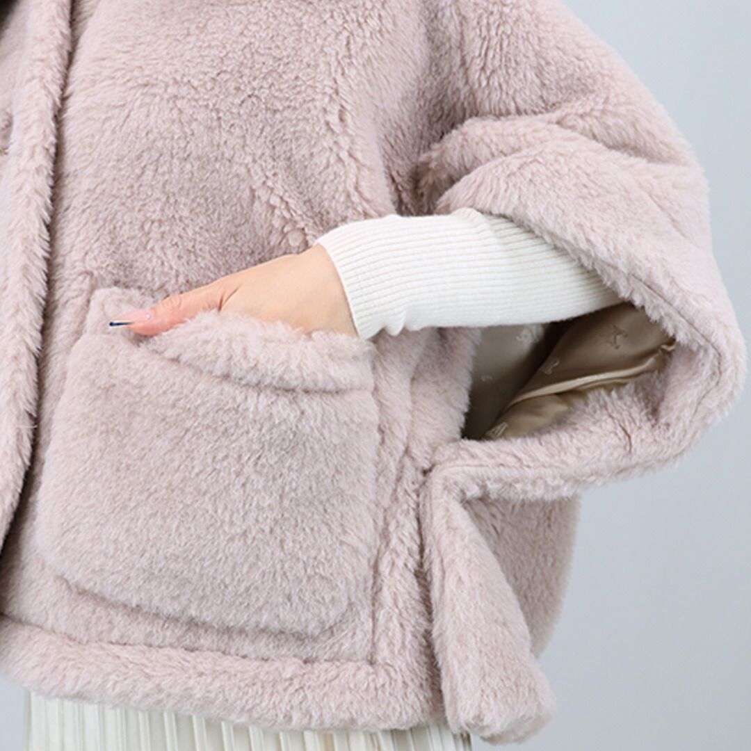 マックスマーラ MAXMARA レディース ケープ ショートコート NEWTERZO1 ニューテルツォ 2524736062 600 テディベア ボクシーケープ アルパカ GULLKHAN_COM