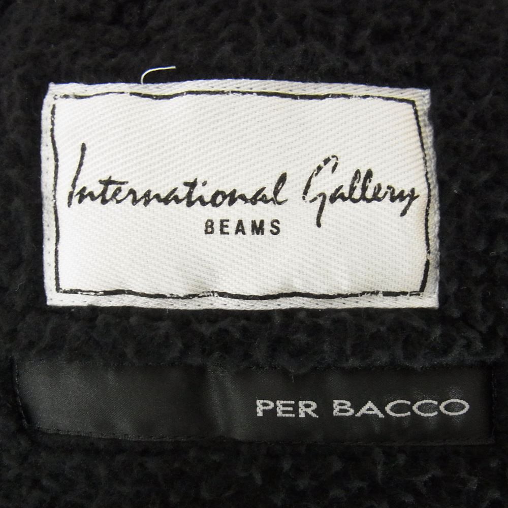 ペルバッコ PER BACCO International Gallery BEAMS別注 フェイクムートン コート ブラック系 48