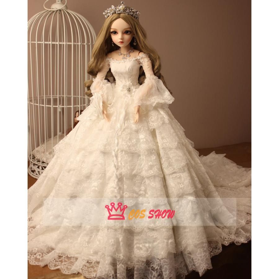 1|3 BJD 球体関節人形 ドール 可動ボディ BJD人形 60cm ウェディングドレス 本体＋ウィッグ＋アイ＋顔メイク 衣装 クラウン ネックレス イ