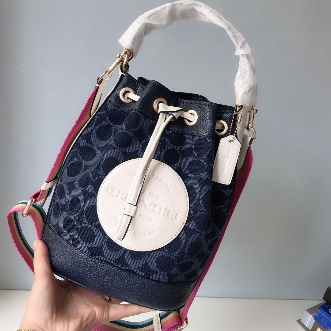 COACH/コーチ アウトレット レディースバッグ DEMPSEY ドローストリング バケットバッグ c4101 タンニンブルー