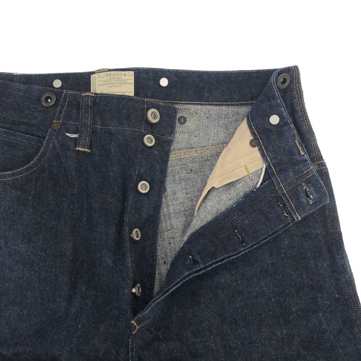 OLD JOEオールドジョー 革パッチセルビッジデニムパンツ 隠しリベット 