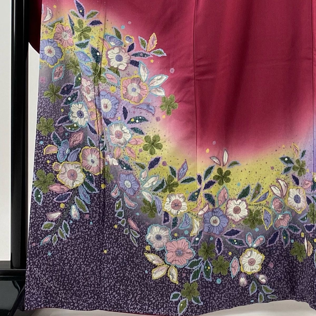 振袖 身丈165.5cm 裄丈67.5cm L 袷 辻が花 ぼかし 赤紫 正絹 美