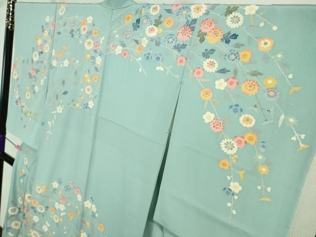 平和屋本店□極上 本加賀友禅作家 押田正義 訪問着 枝花文 水色地 逸品  