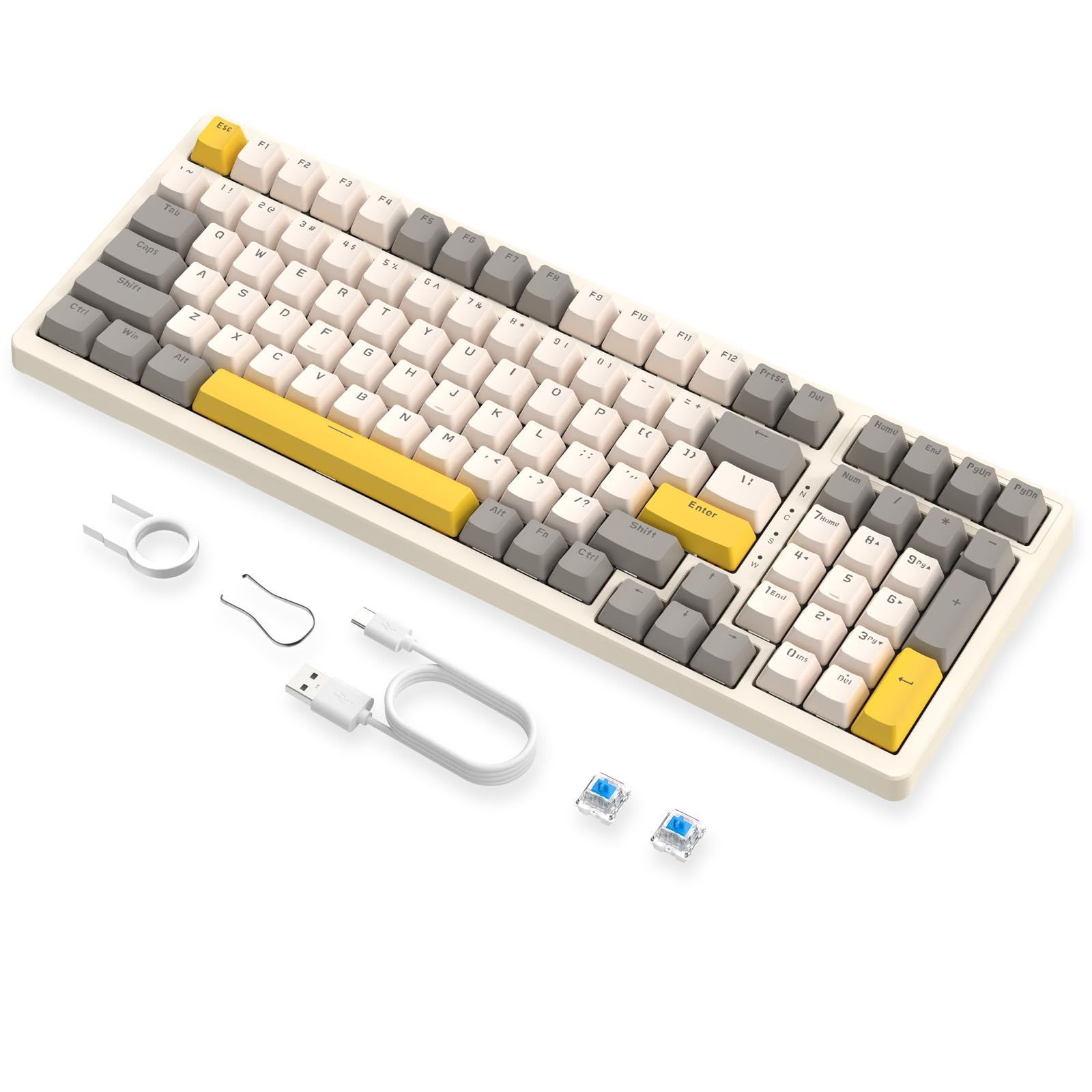 【特価商品】K3MAXメカニカル ゲーミング キーボード ホットスワップ対応 有線 96% 1キー 青軸 ZIYOULANG 標準ANSI配列 USB接続 19のカスタムバックライトモード DIYキーボード 防水 全キーコンフリ
