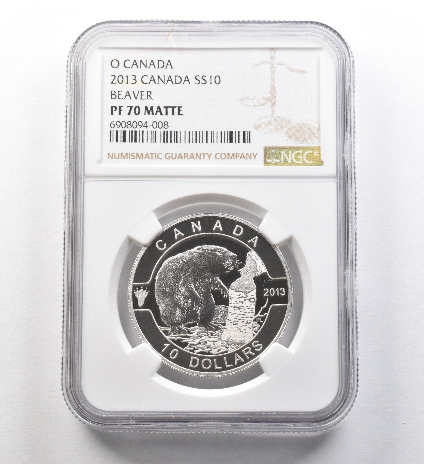 2013年カナダ10ドル銀貨 O カナダビーバー PF70 マット NGC