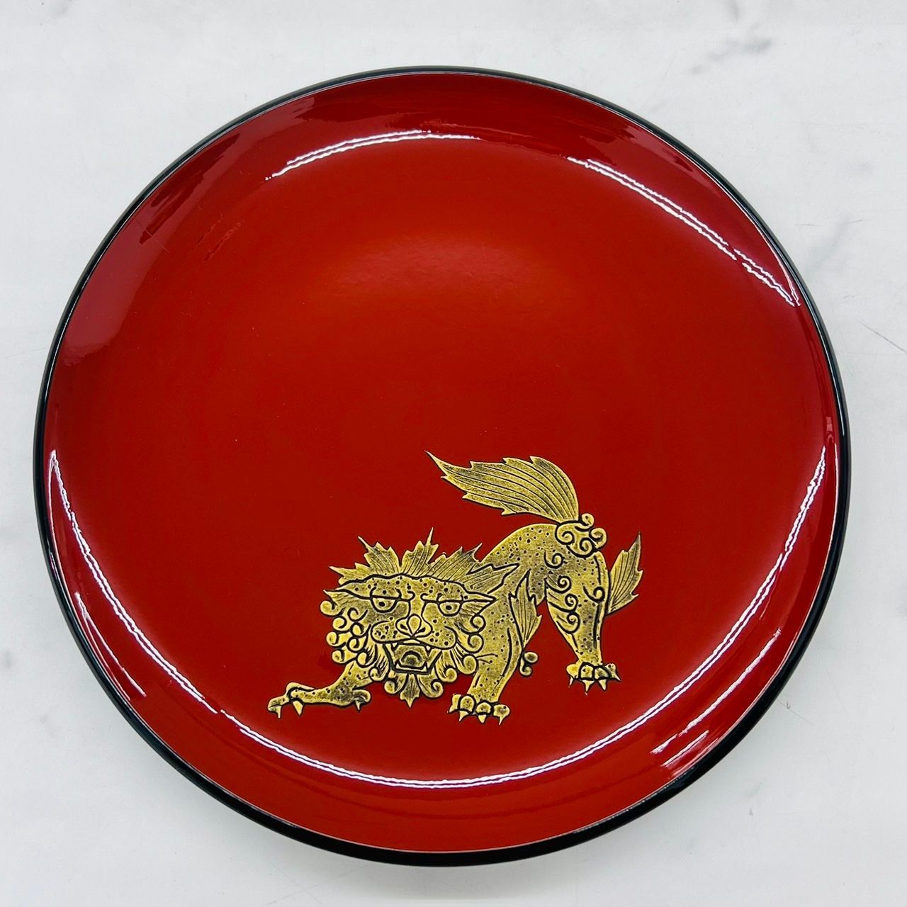 琉球塗 琉球うるし工芸 お盆 トレイ シーサー 20㎝ - メルカリ