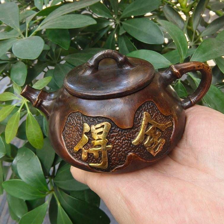 鎏金茶壺 酒壺 住宅 茶道 茶道具 装飾品 工芸品 美術品