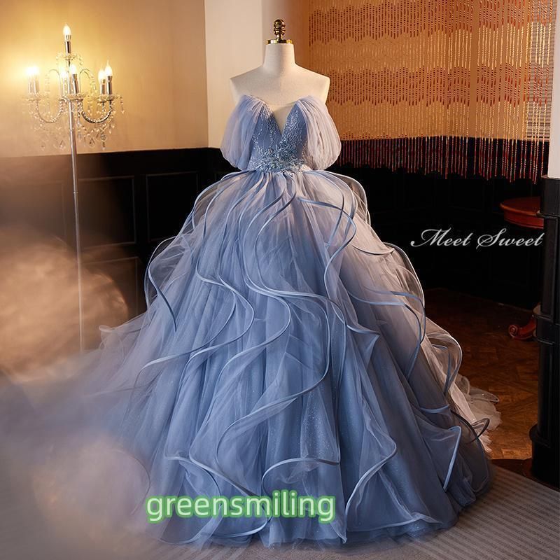 演奏会発表会水色ロングドレスSサイズ結婚式二次会Sharon Style カラー