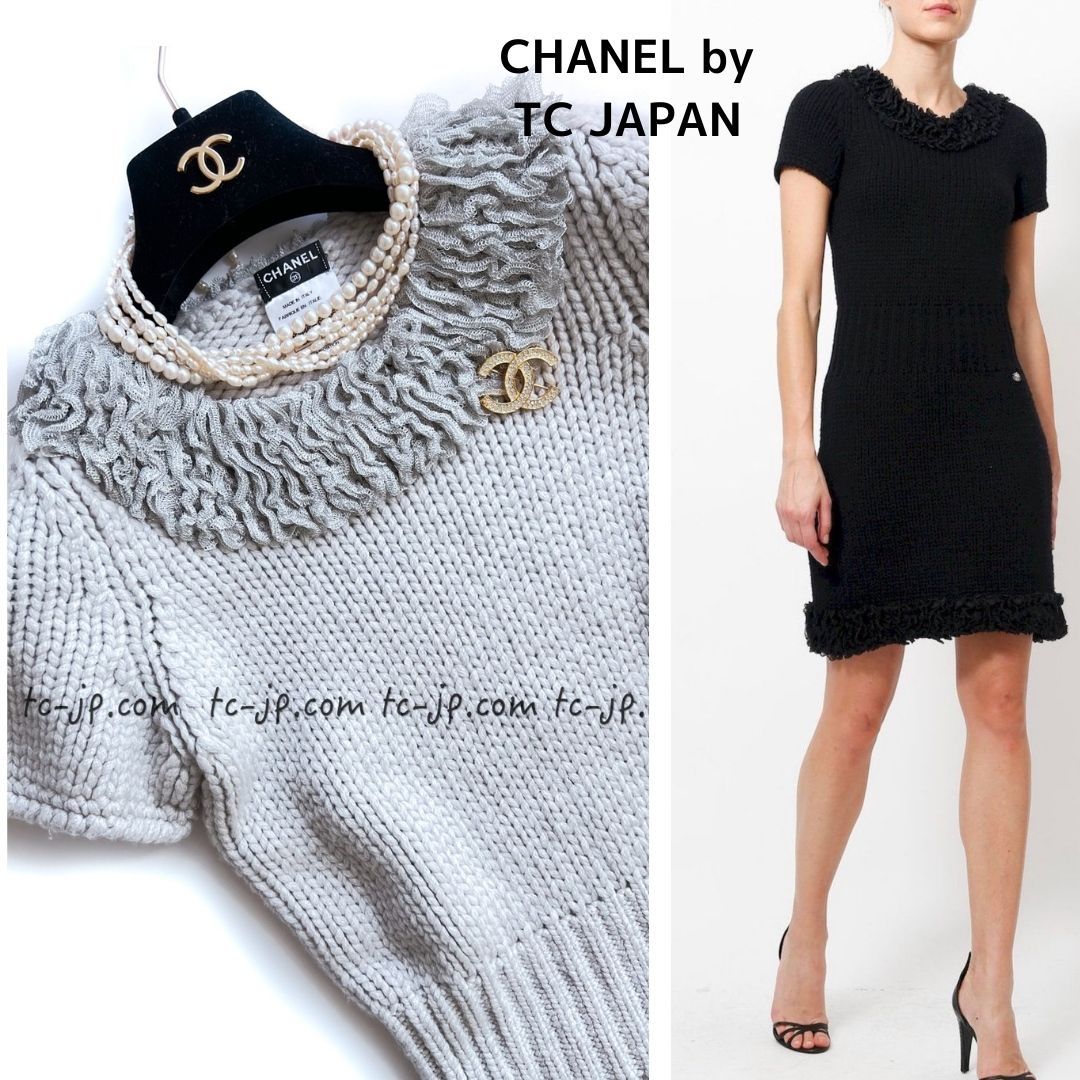 シャネル ワンピース CHANEL ライトグレー・ニット・カシミア F38 ...