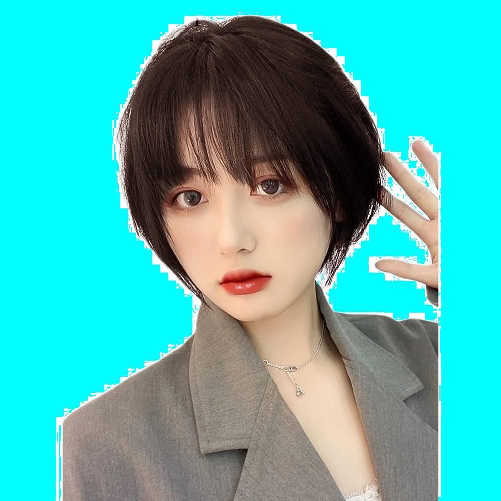 商品 耐熱 ヘアネット 付き 日常 小顔 自然 wig レディーズ 女性 ダークブラウン 935 かつら フルウィッグ 人毛100％ ボブ ウィッグ P-Z