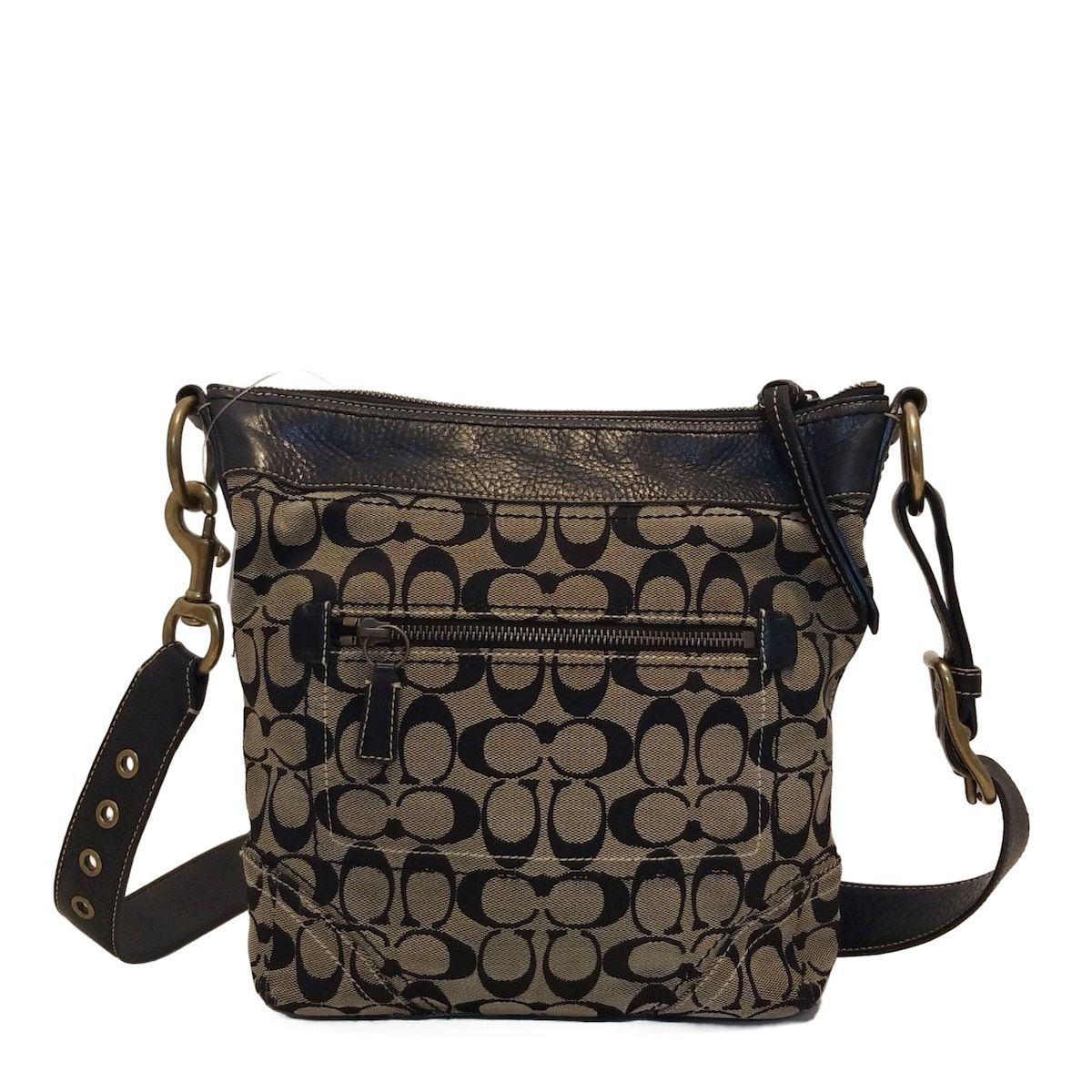 COACH ショルダーバッグ ベージュと黒 COACH(コーチ) ショルダーバッグ シグネチャーミディアム
