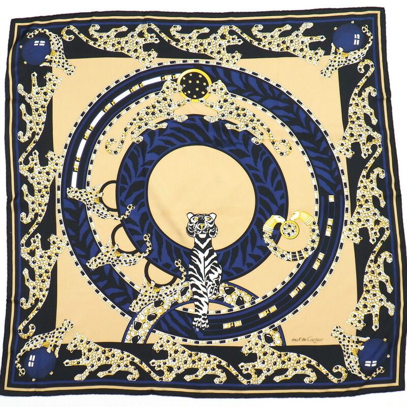 カルティエ大判スカーフ Cartier カルティエ 大判 パールネックレス柄 レディース