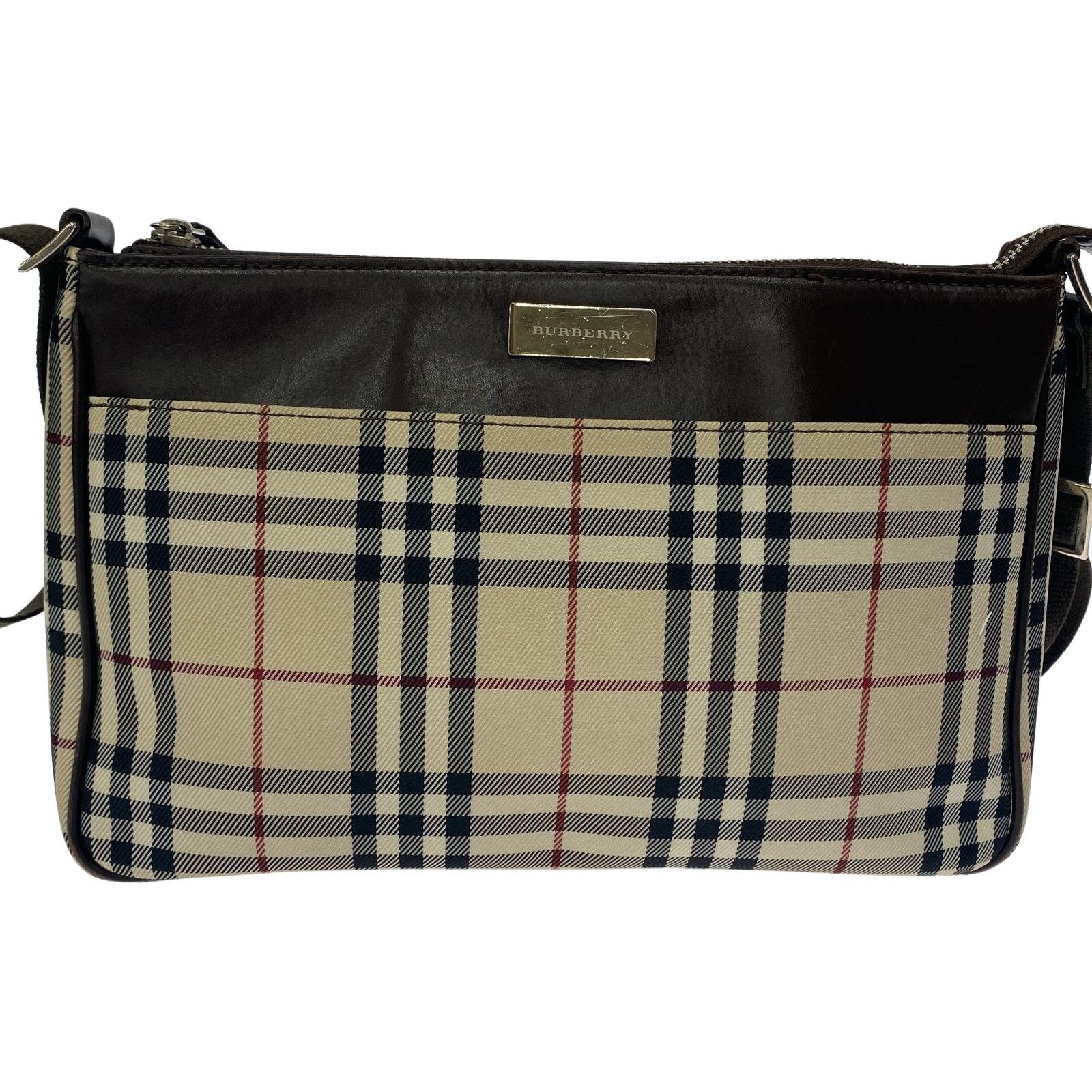 BURBERRY バーバリー チェックショルダーバッグ/ベージュ×ブラック 
