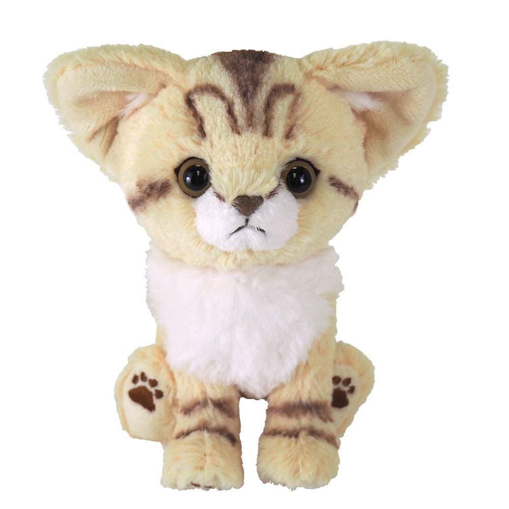 サンレモン キトン スナネコ ベージュ　ホワイト 14.8×1.4×15.8cm ぬいぐるみ アニマル 猫 P-7302 [スナネコ]