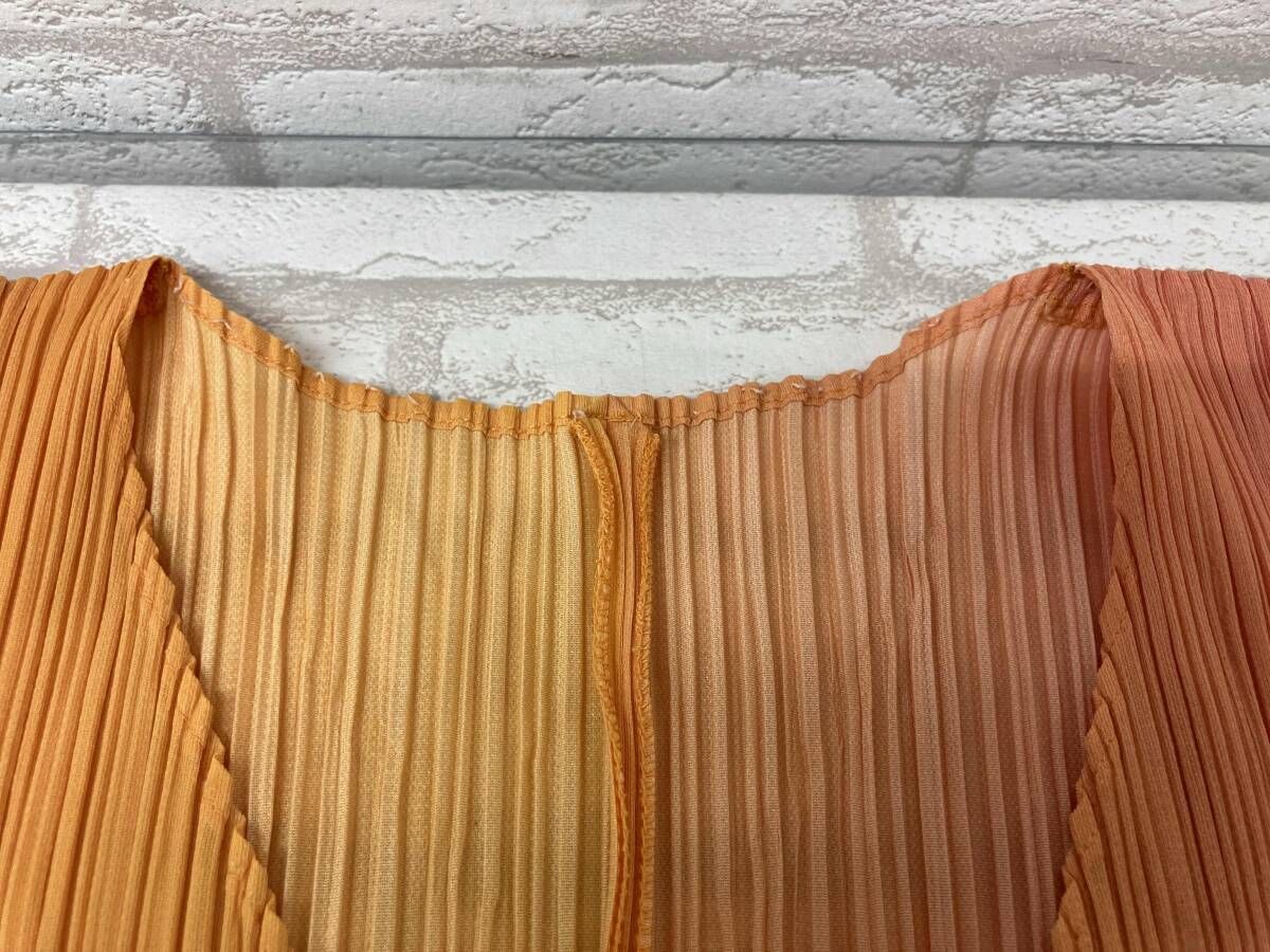 PLEATS PLEASE!　オレンジカーディガン サイズ3　イッセイミヤケ PLEATS PLEASE PP61-J0407 プリーツプリーズ イッセイミヤケ