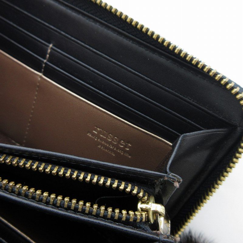 ラシット RUSSET 長財布 ラウンドファスナー モノグラム型押 紺