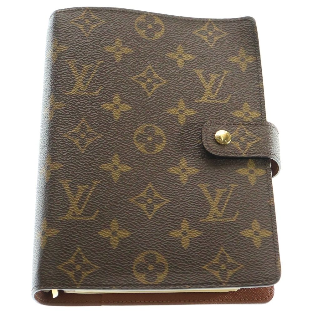 LOUIS VUITTON ルイヴィトン モノグラム アジェンダGM ブックカバー 手帳カバー バインダー ブラウン PVC ゴールド金具 R20106