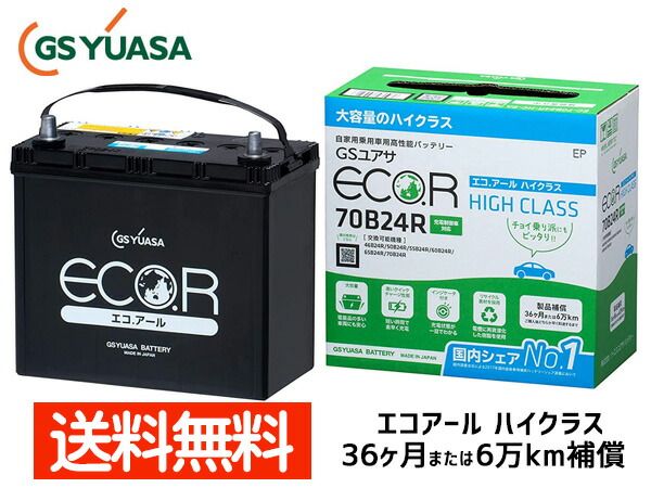 ラウム NCZ20 1NZ-FE バッテリー EC-70B24R GSユアサ GS YUASA エコアール ハイクラス 送料無料