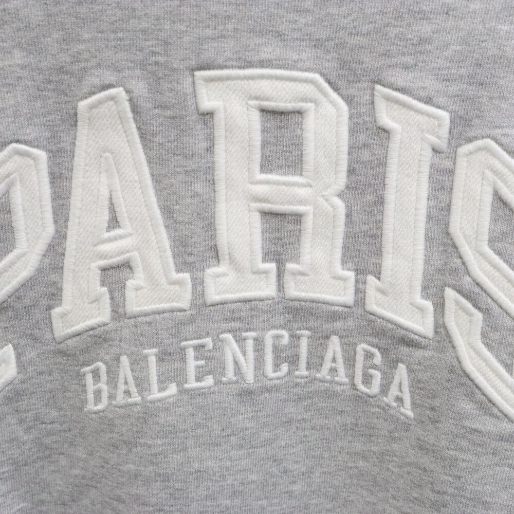 BALENCIAGA (バレンシアガ) 17SS PARIS LOGO CREW NECK SWEAT 676629 TLVL8 フロント 刺繍 パリ  ロゴ スウェット トレーナー グレー - メルカリ