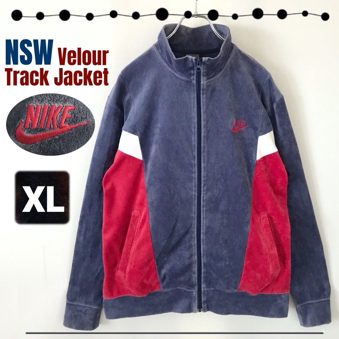 NIKE NSW ナイキ90sアーカイブ/レトロなベロアトラックジャケット2009年モデル刺繍ロゴメンズXL　#2412D022