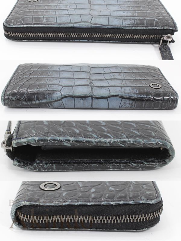 ブルガリブルガリマン L字ファスナー長財布 アリゲーター ミッドナイト