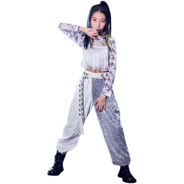 スパンコール キッズ ダンス衣装 キラキラ セットアップ ダンス衣装 女の子 k-pop 子供服 ステージ 衣装 スパンコール 色が変わる キッズ