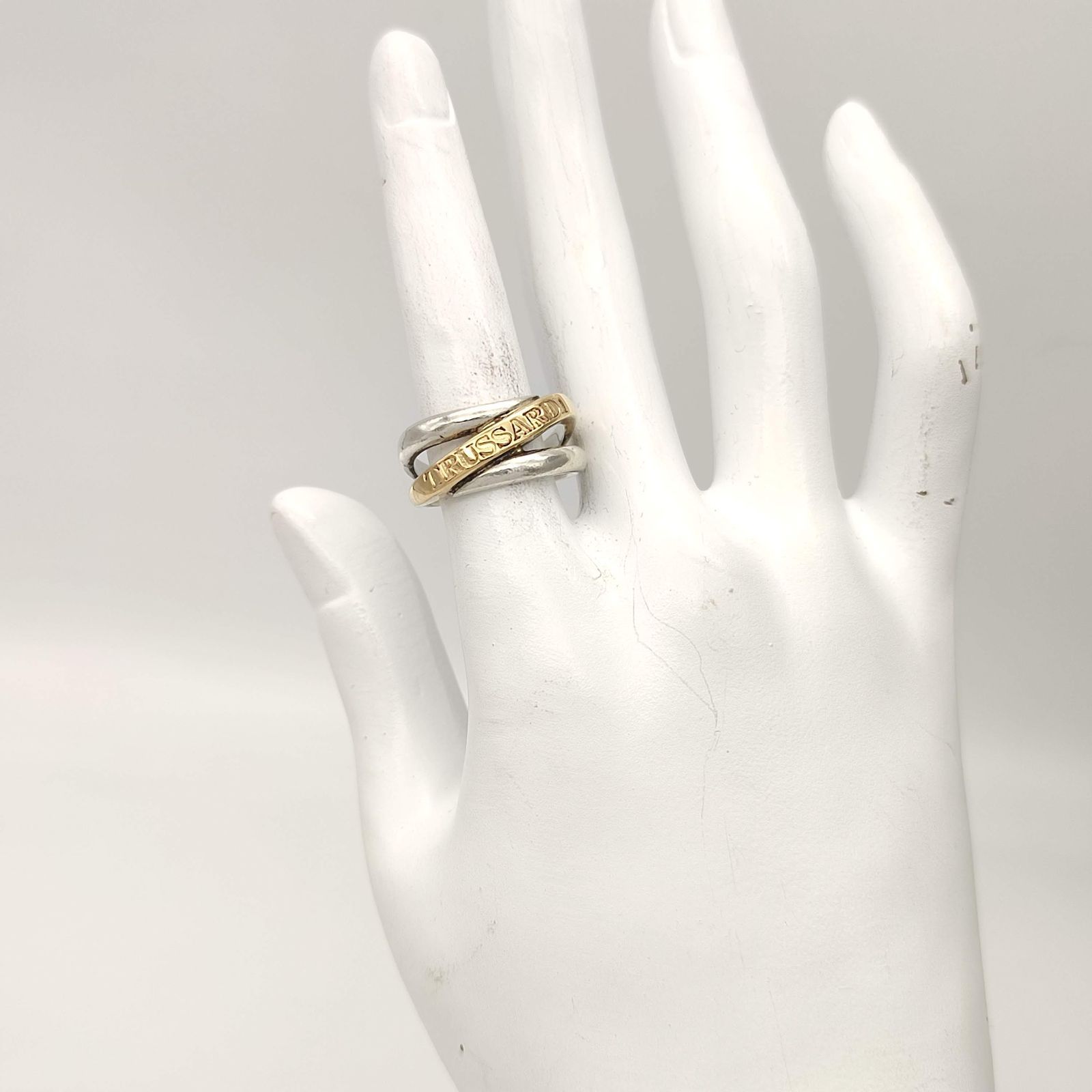美品】TRUSSARDI トラサルディ ロゴリング K18 SILVER シルバー925 12