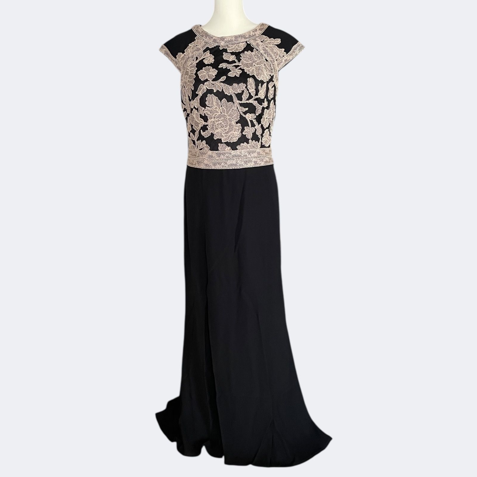 新品◇TADASHI SHOJI タダシショージ 上品お花刺繍レースブラック 