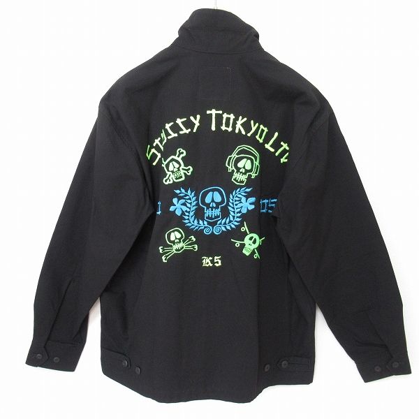 ☆【人気デザイン】STUSSY ロゴ刺繍 バックプリント ブルゾン 黒☆