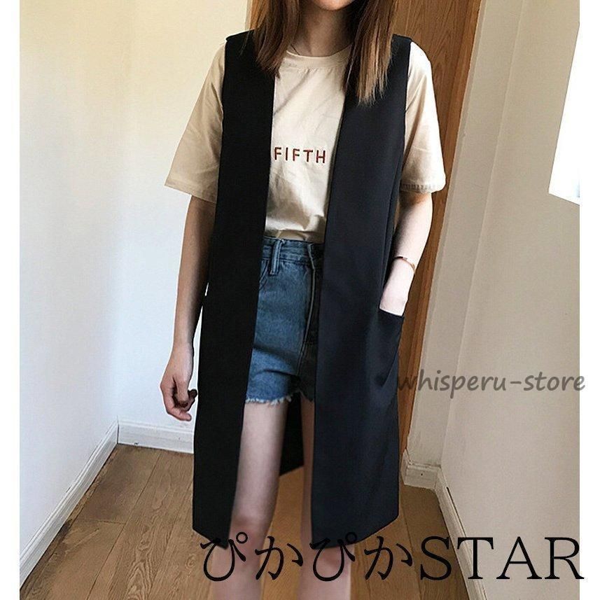 ロング ベスト レディース スリム ジレ リネン 麻 サマーベスト 大きいサイズ アウター 春 夏 黒ベスト 通勤ロング チョッキ カーディガン 袖なし ファッション ロング ベスト レディース スリム ジレ リネン 麻 サマーベスト