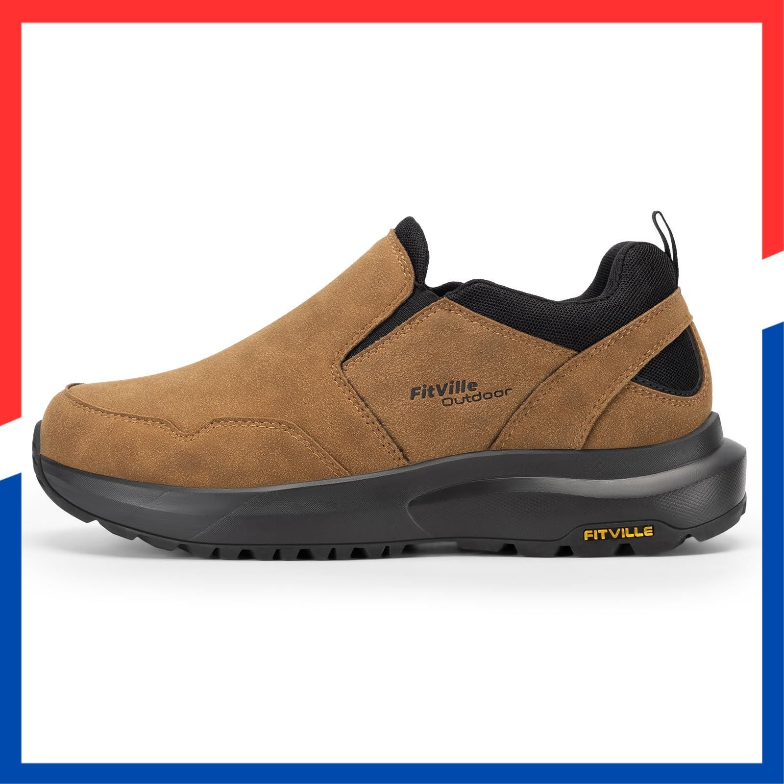 在庫処分 4E ハイキングシューズ 2E アウトドアシューズ メンズ ウォーキングシューズ トレッキングシューズ 登山靴 スリッポン 立ったまま 幅広 手を使わずに履ける FitVille スニーカー SKLAD-KIRPICHA_RU