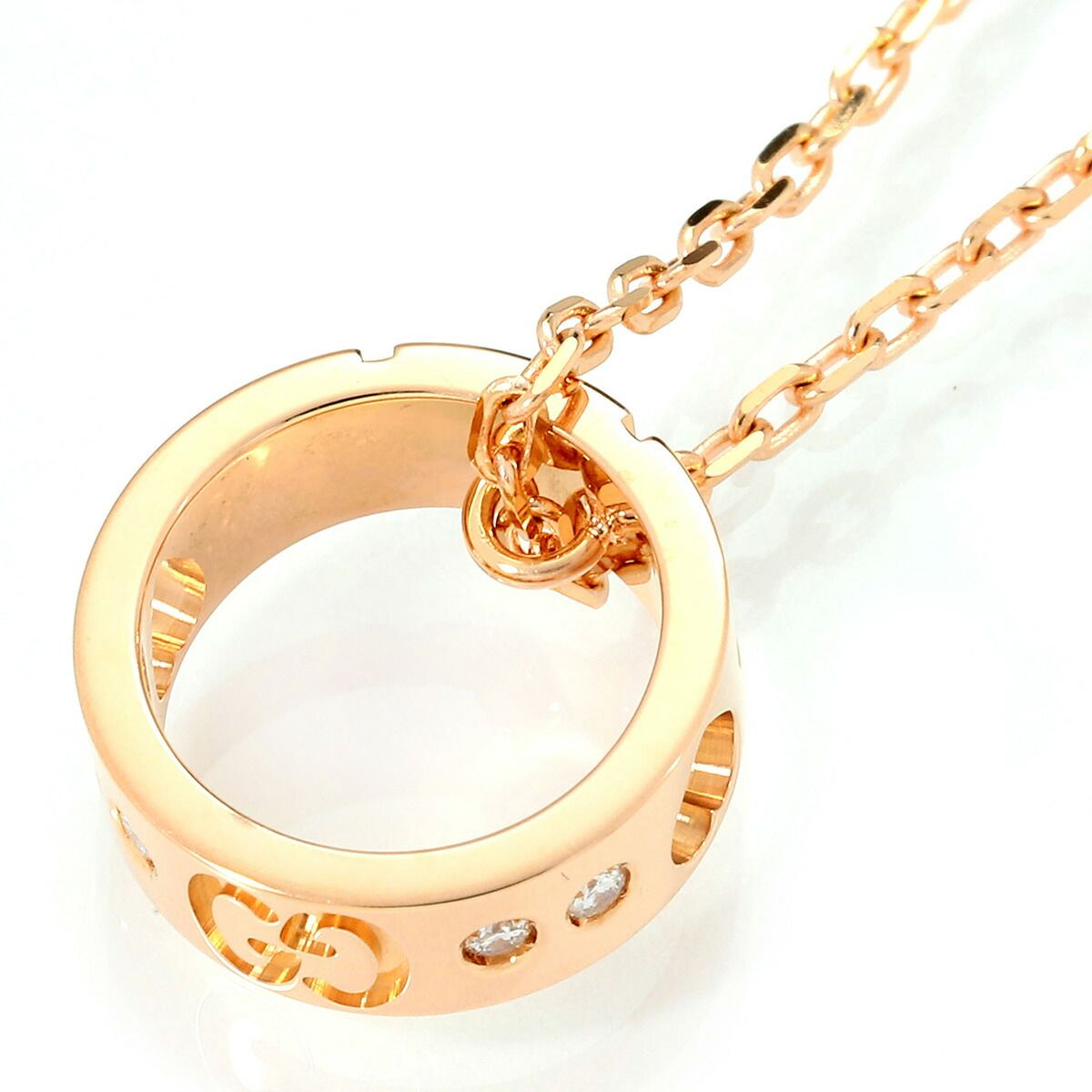 グッチ アイコン アモール ネックレス ダイヤモンド K18 GUCCI 中古  