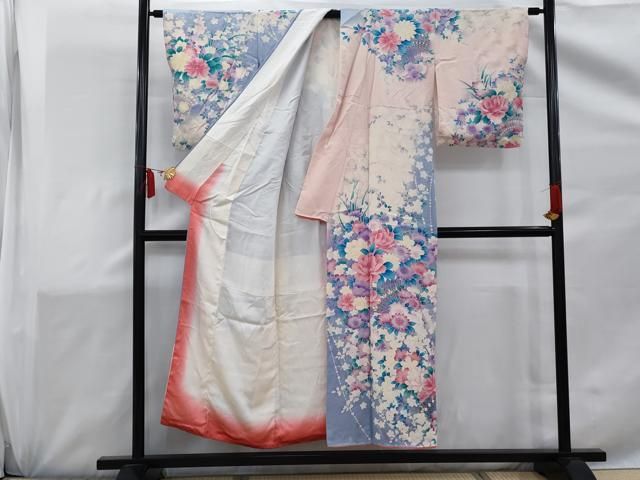 平和屋着物○訪問着 舞花文 暈し染め 金銀彩 正絹 逸品 AAAY0222zg