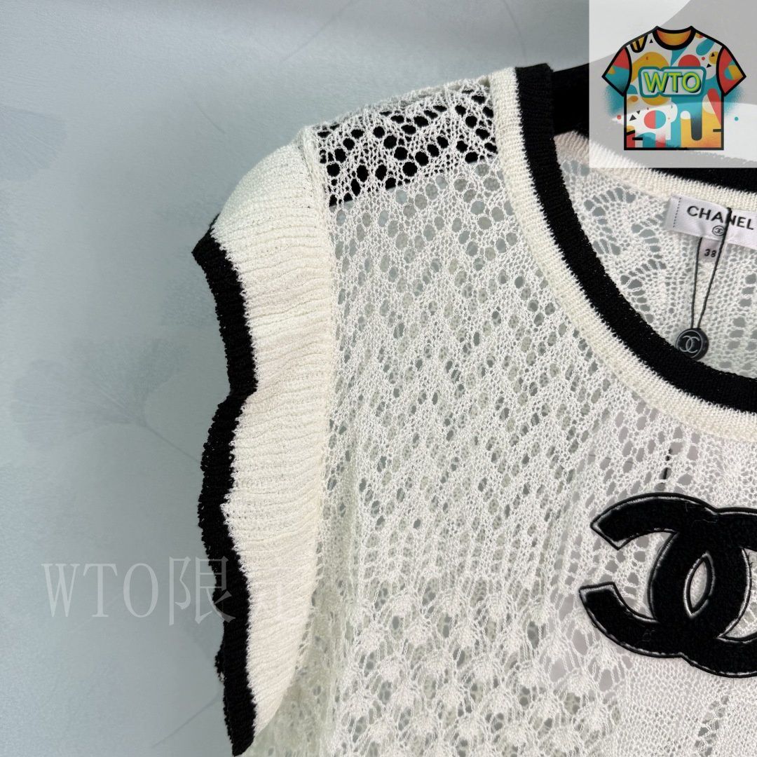 【1枚でも重ね着でもオシャレ度爆上がり♡】CHANEL ベスト 今日特価】Chanel 2025 春夏 透かしニットベスト レース